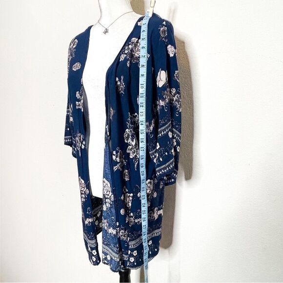 Anandas Collection Women's Blue Floral Kimono Cover-Up Size L - Picture 5 of 7